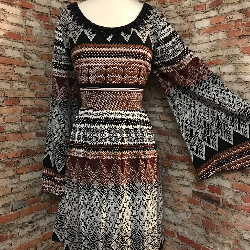 BOHO BEADED TRIBAL PRINT DRESS